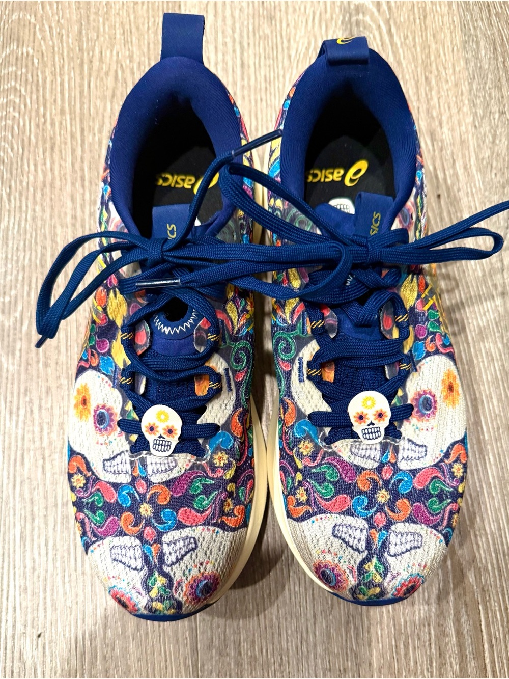 Asics Day of the Dead Sugar Skull Athletic Shoes with Navy Accents